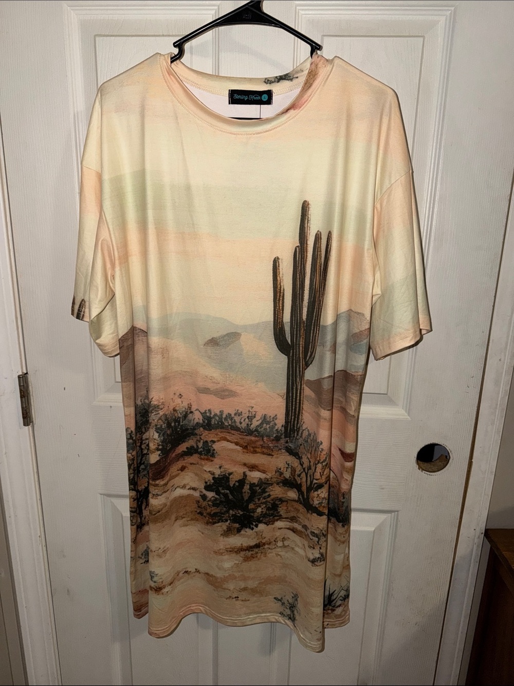 Desert Print Midi Dress in Peach and Cream by Sterling Kreek
